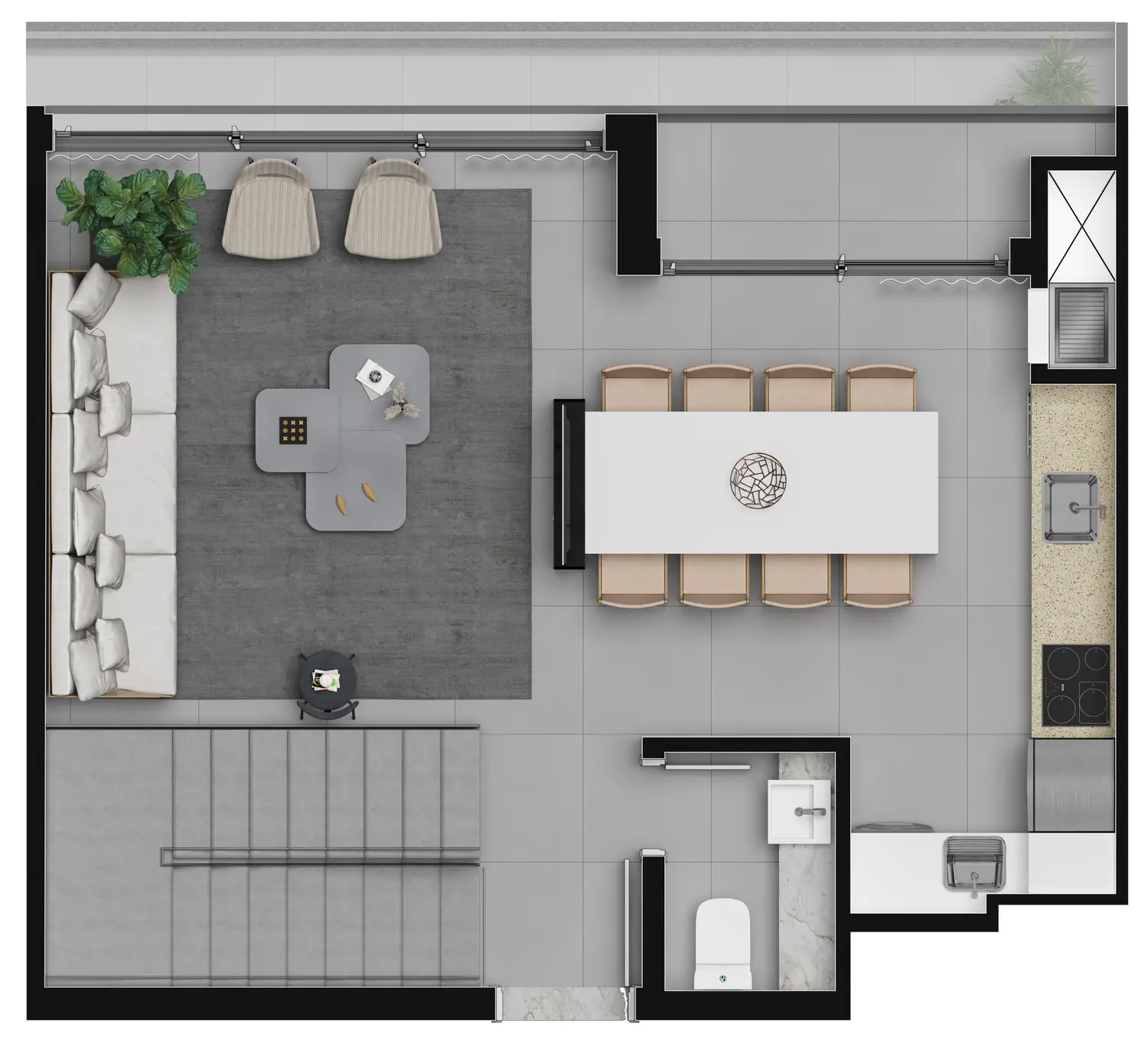 Planta do piso superior do Duplex 84